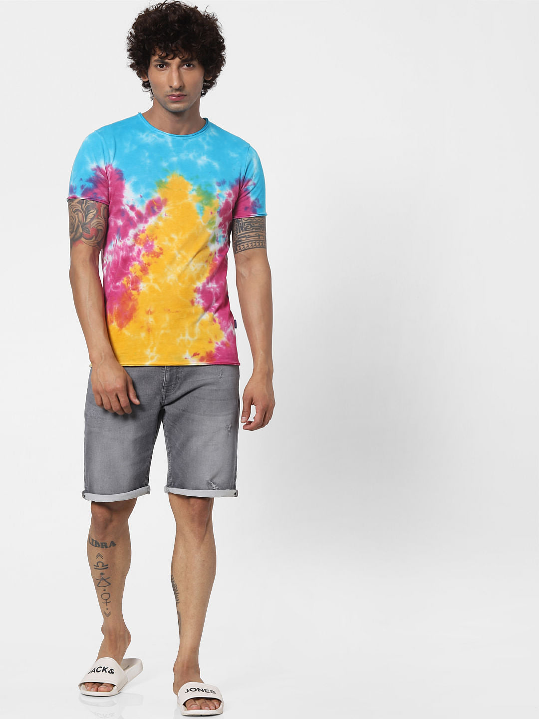 Multi-coloured Tie Dye Crew Neck T-shirt