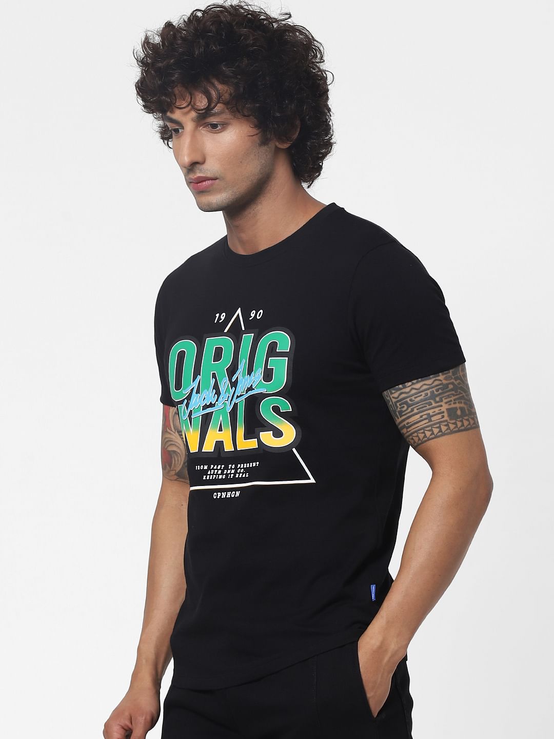 Black Graphic Print Crew Neck T-shirt