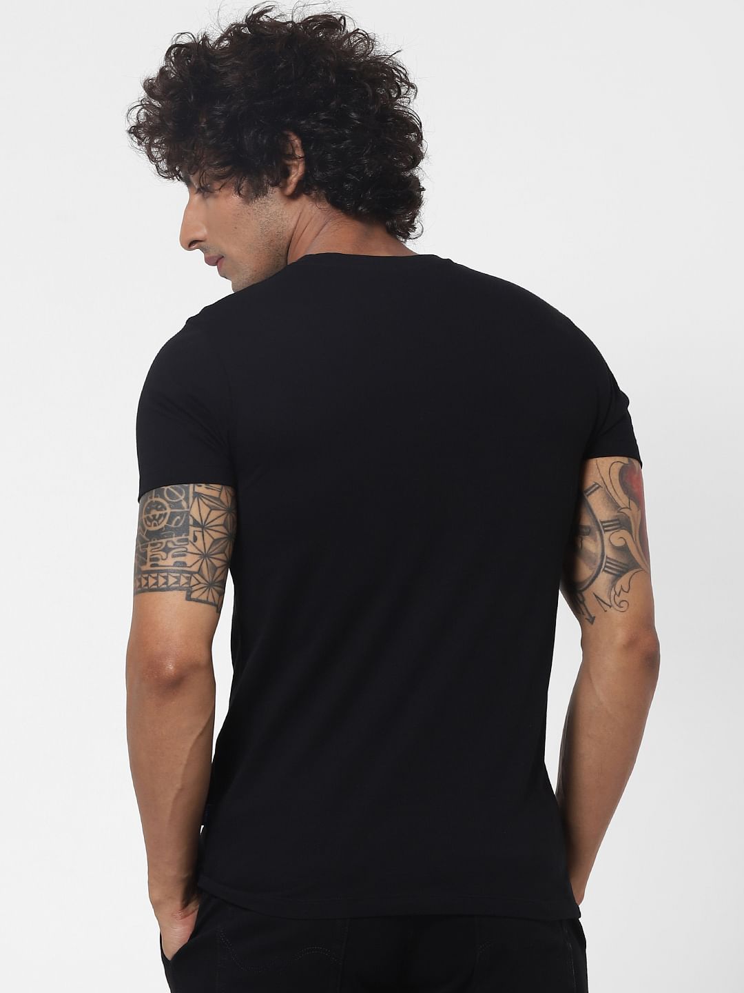 Black Graphic Print Crew Neck T-shirt