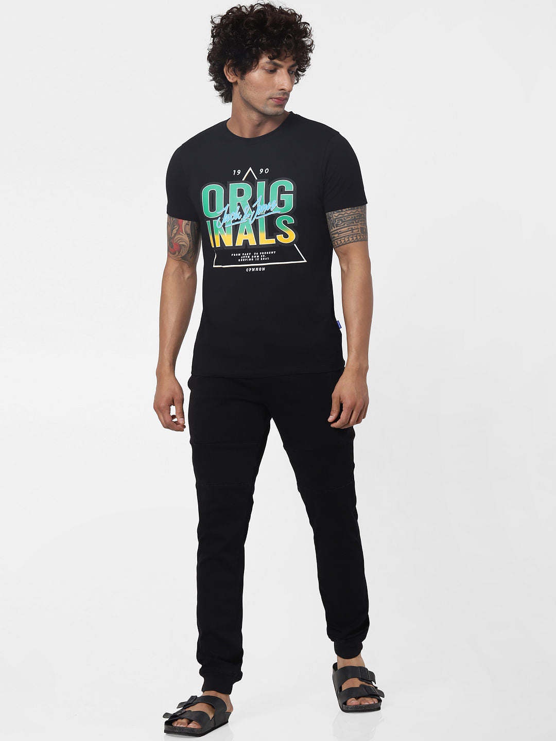 Black Graphic Print Crew Neck T-shirt