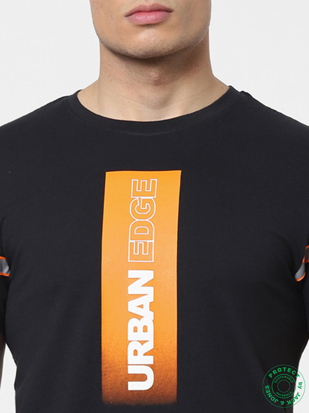 Black Tape Detail Crew Neck T-shirt