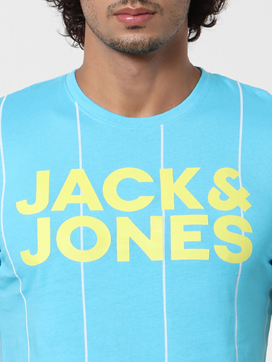 Blue Striped Logo Print T-shirt