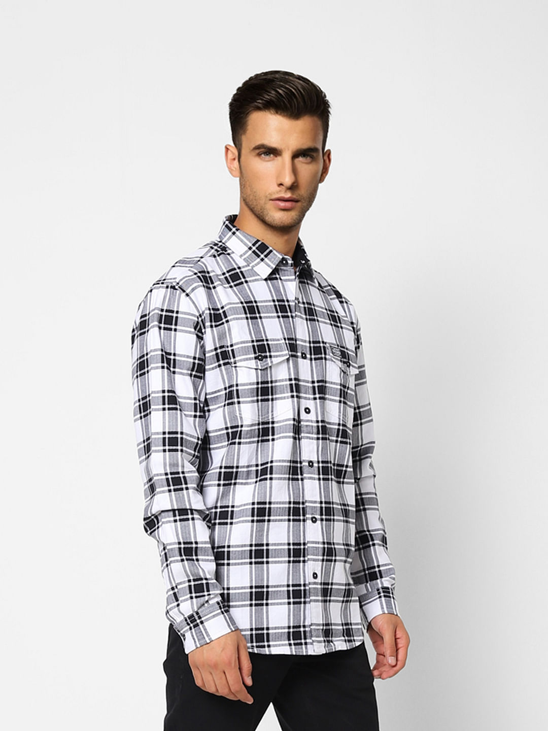 White Check Full Sleeves Shirt