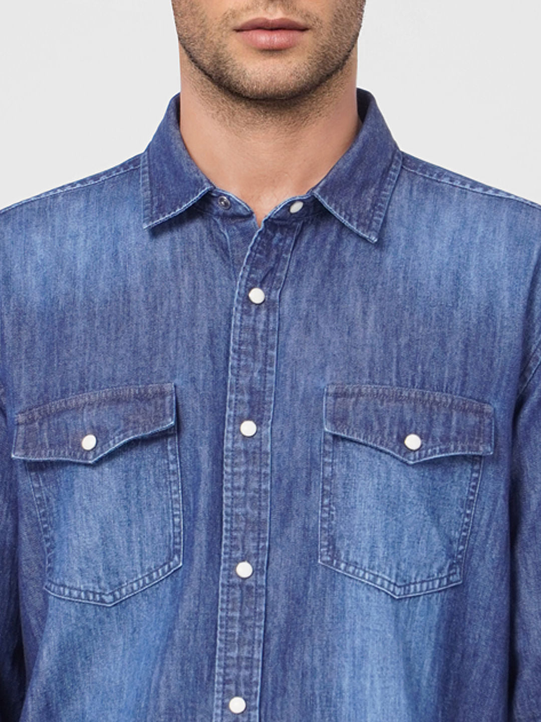Blue Washed Denim Full Sleeves Shirt