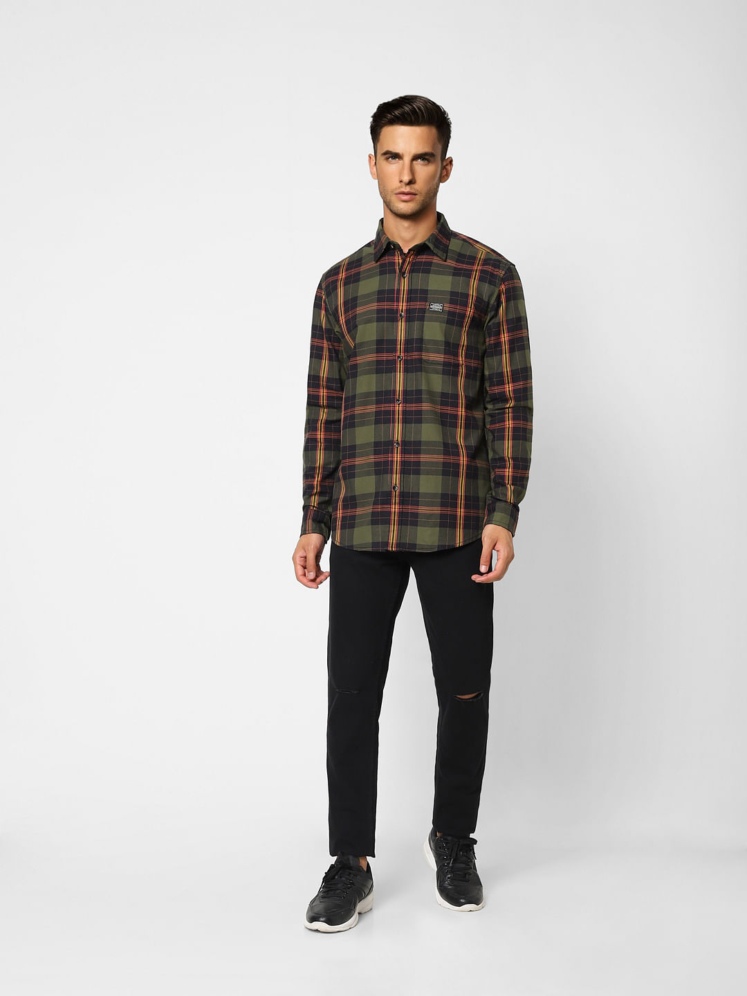 Green Check Full Sleeves Shirt