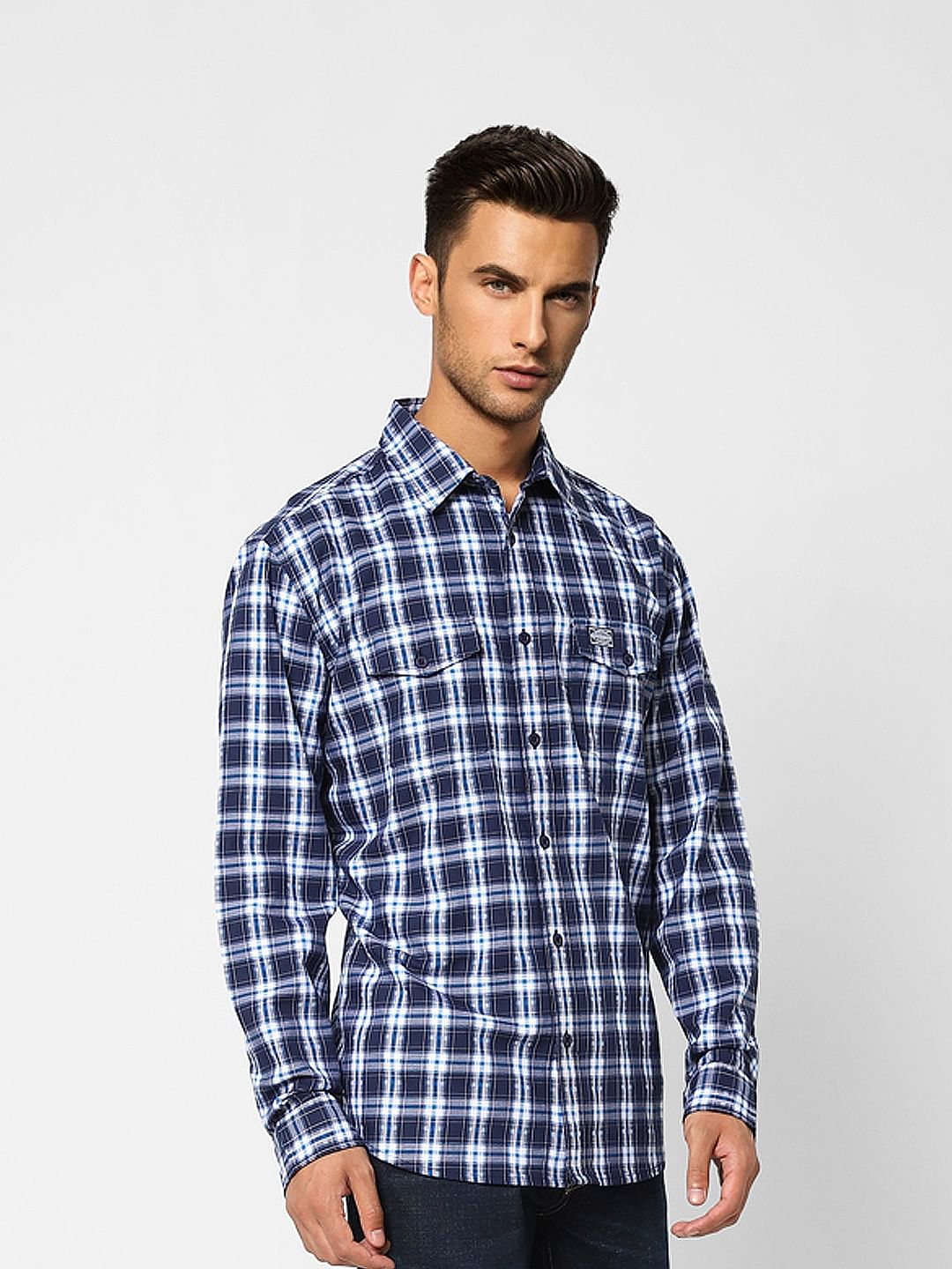 Blue Check Full Sleeves Shirt