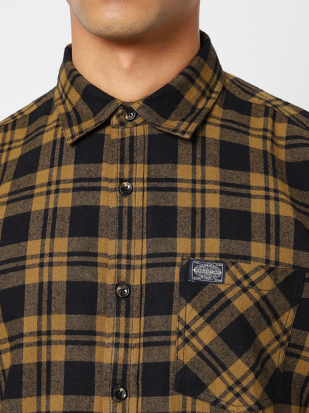 Yellow Check Full Sleeves Shirt