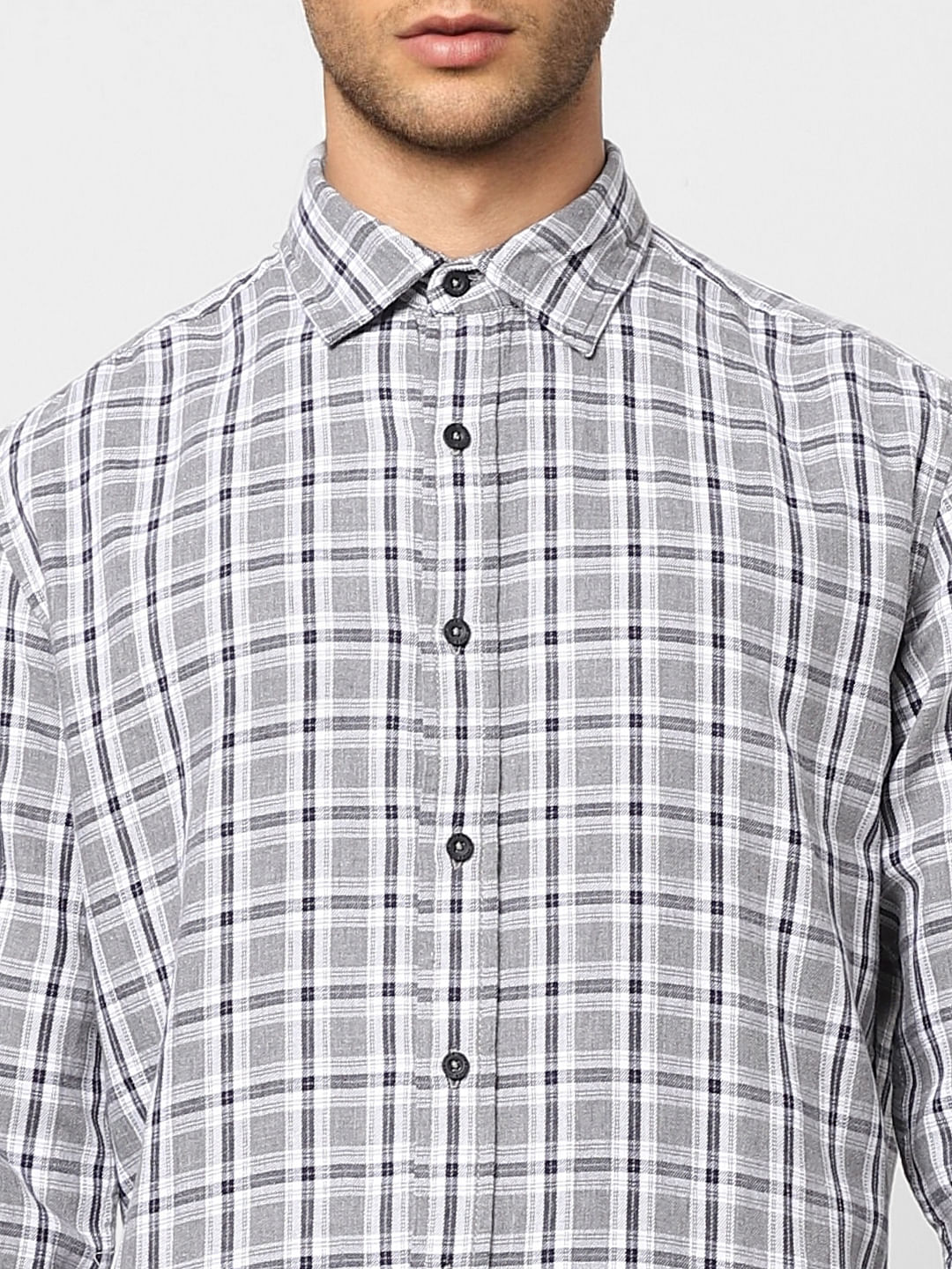 White Check Full Sleeves Shirt