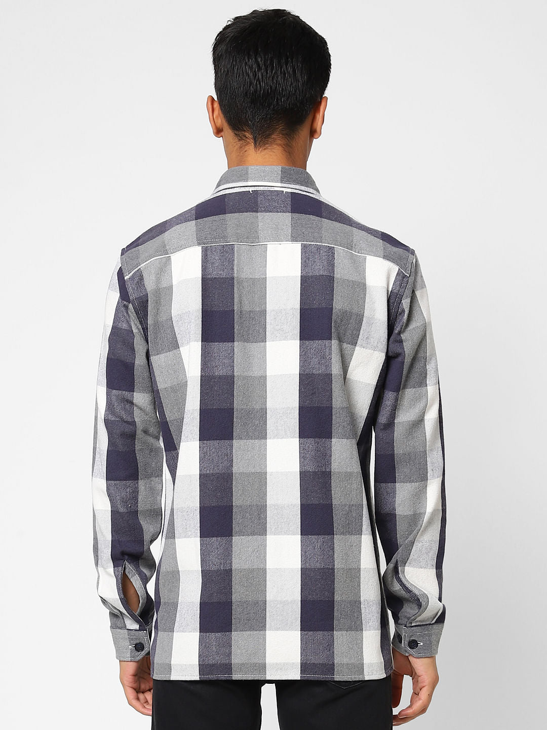 Grey Check Print Full Sleeves Shirt