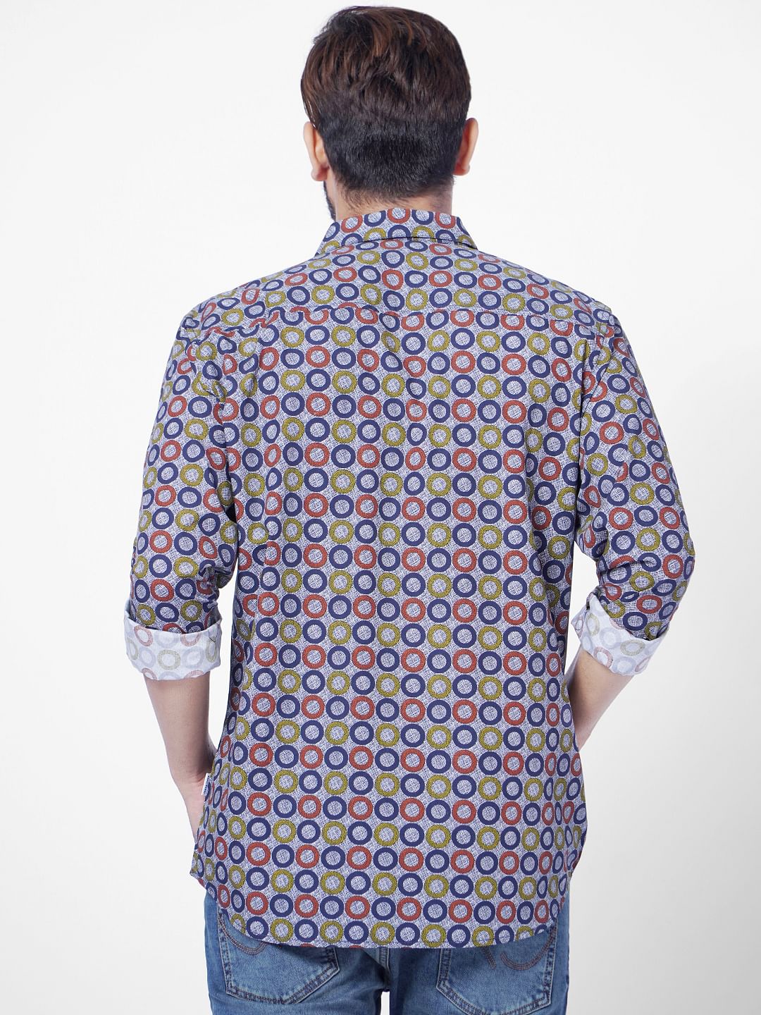 Blue Printed Full Sleeves Shirt