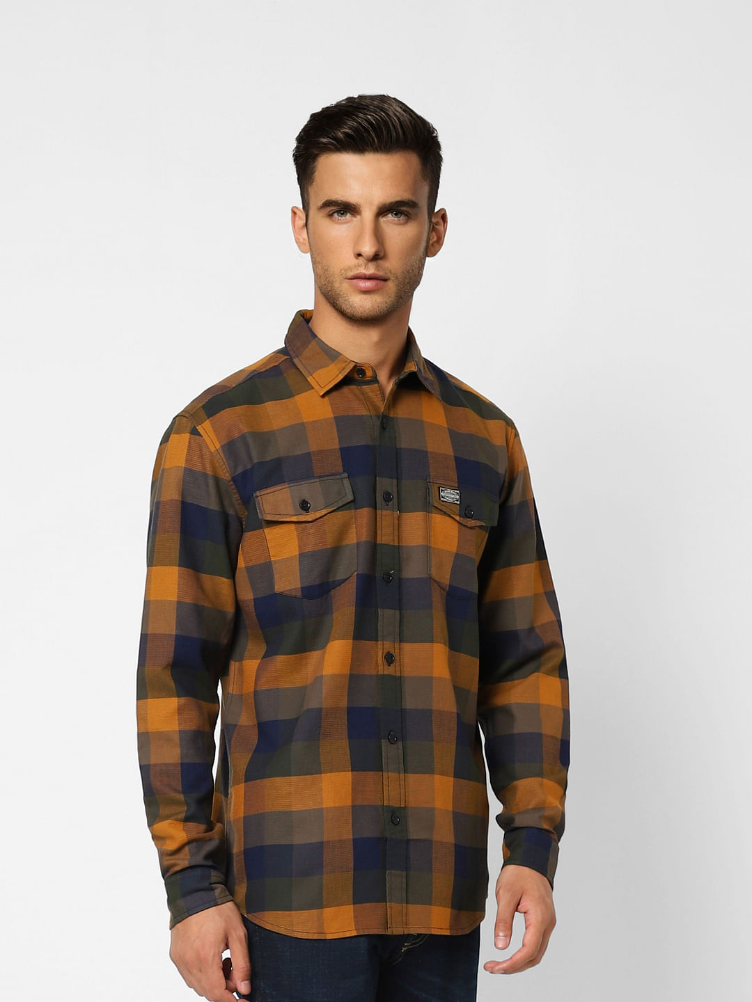Dark Brown Check Full Sleeves Shirt