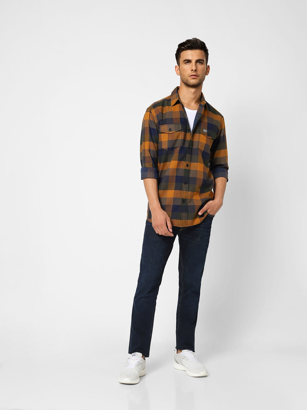 Dark Brown Check Full Sleeves Shirt