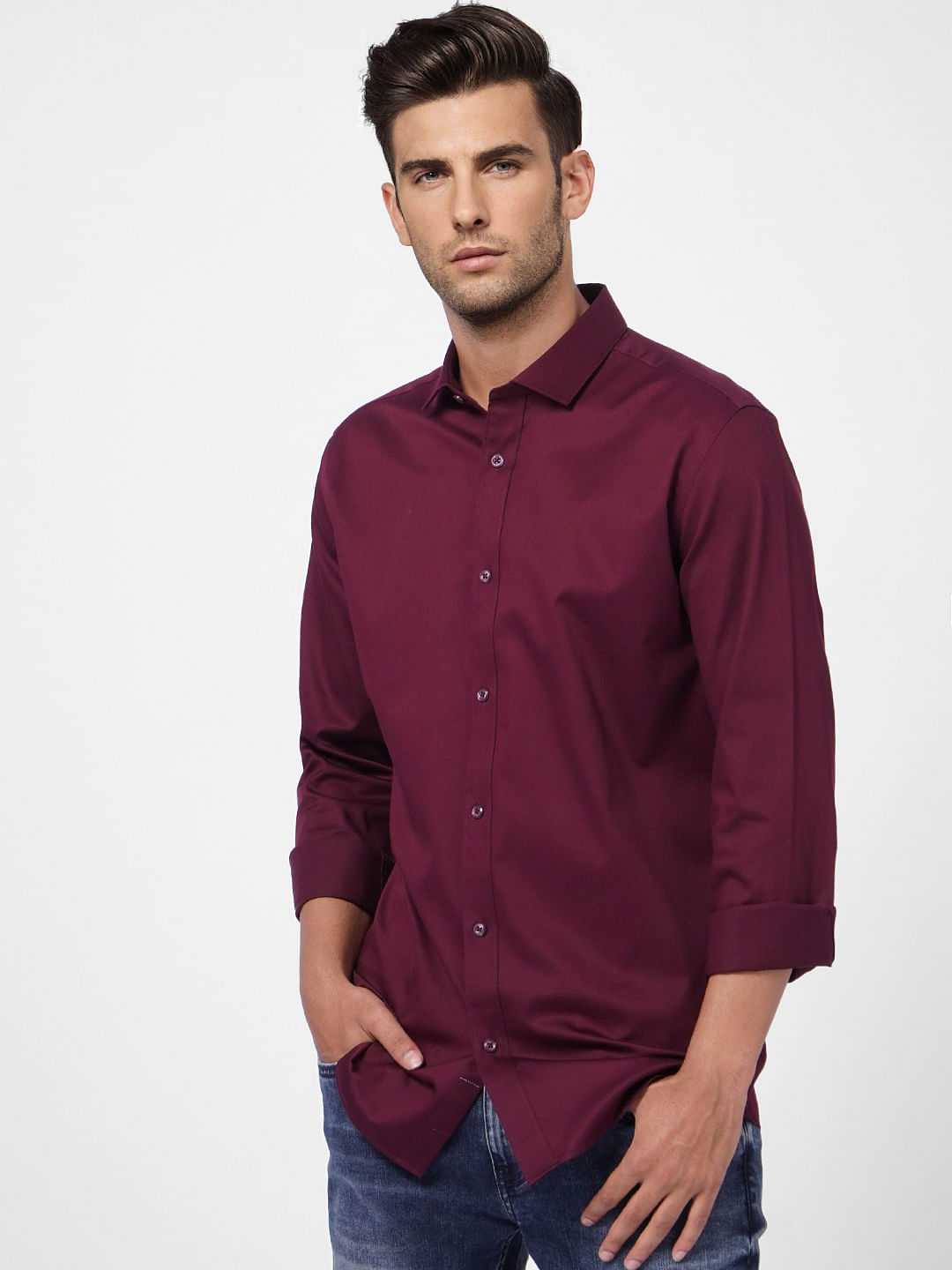 Maroon Formal Full Sleeves Shirt