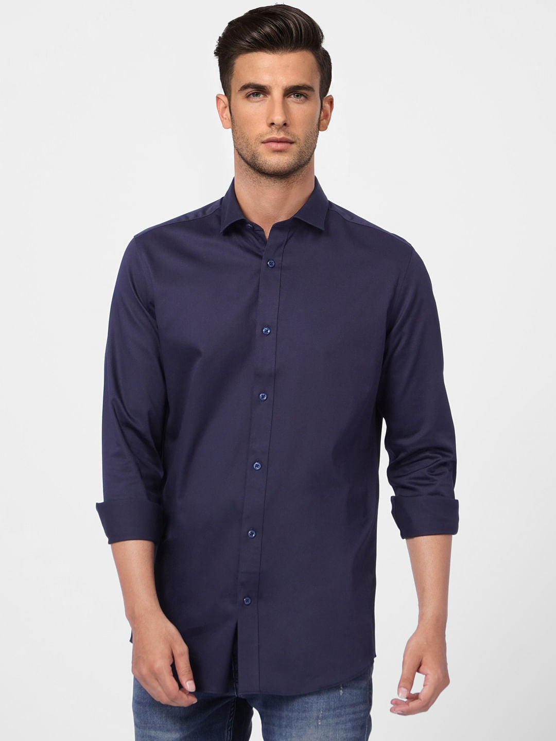 Navy Blue Formal Full Sleeves Shirt