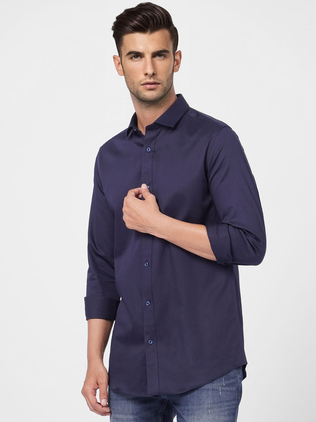Navy Blue Formal Full Sleeves Shirt
