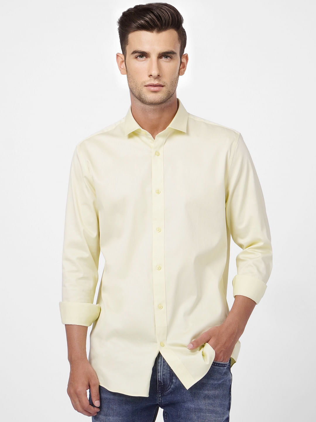 Cream Formal Full Sleeves Shirt