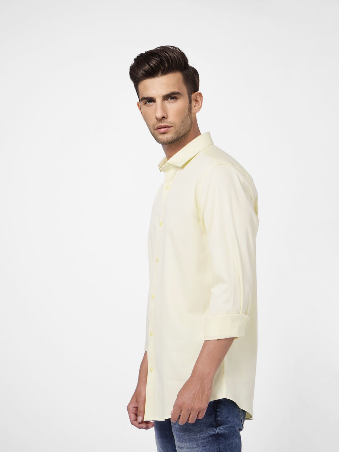 Cream Formal Full Sleeves Shirt