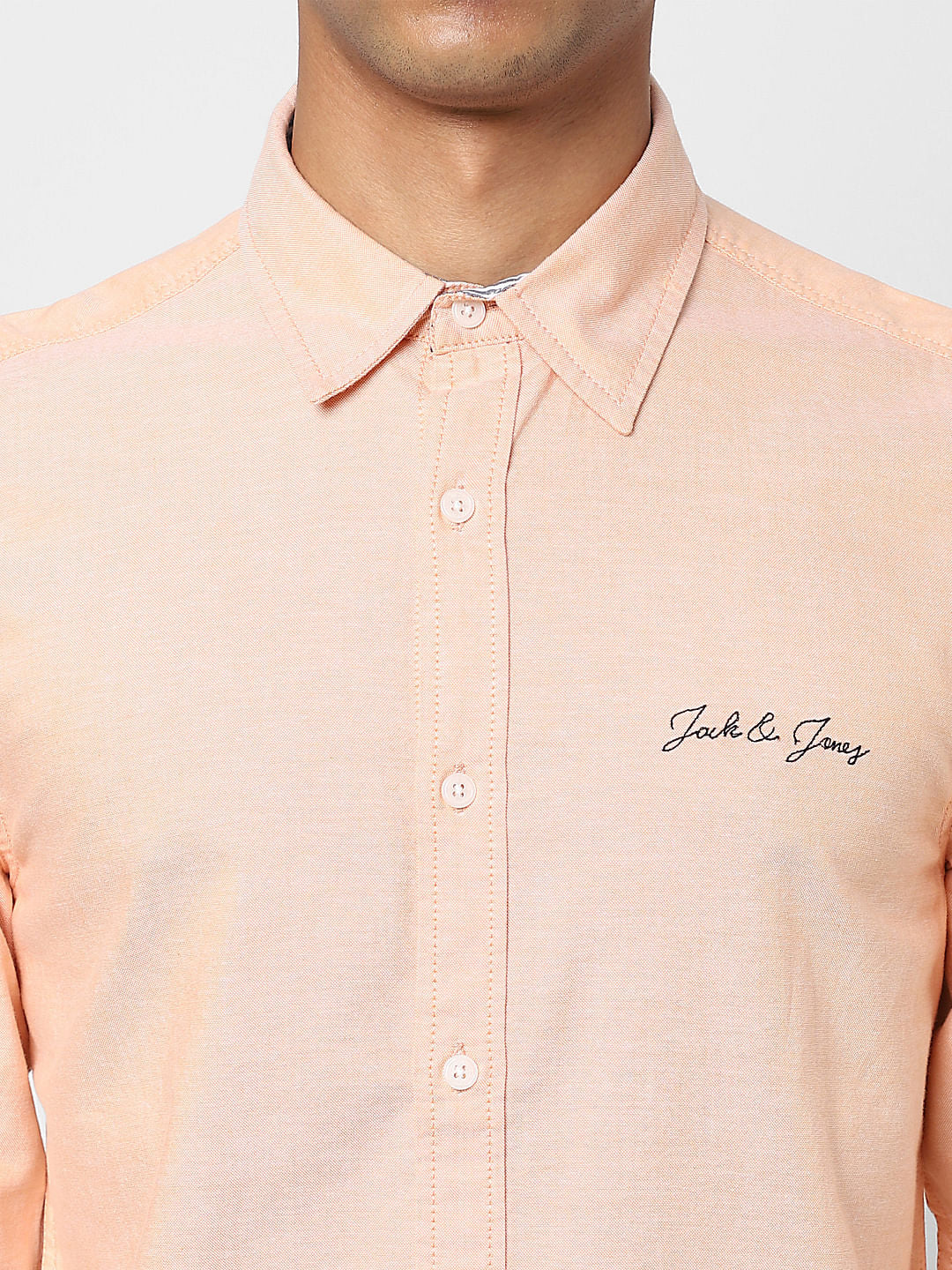 Peach Logo Print Full Sleeves Shirt