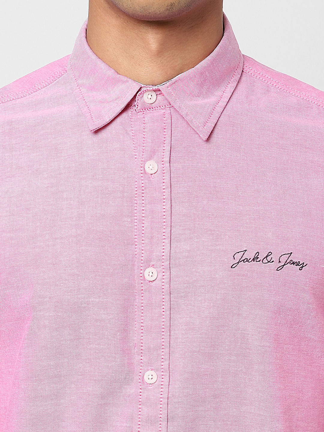 Pink Logo Print Full Sleeves Shirt