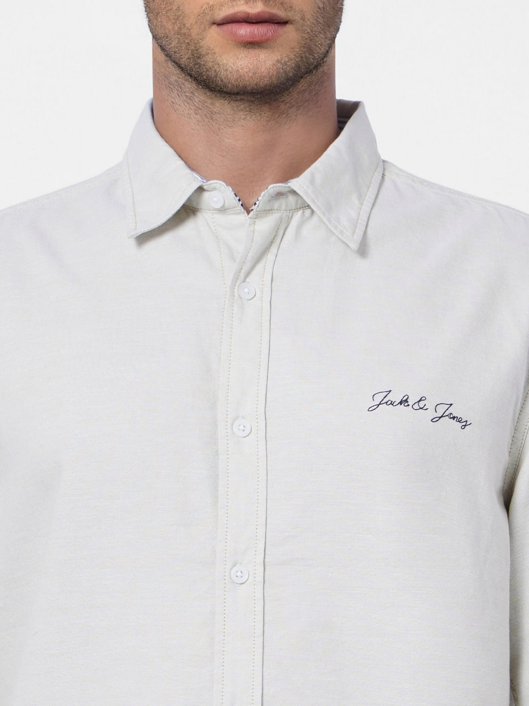 Grey Logo Print Full Sleeves Shirt