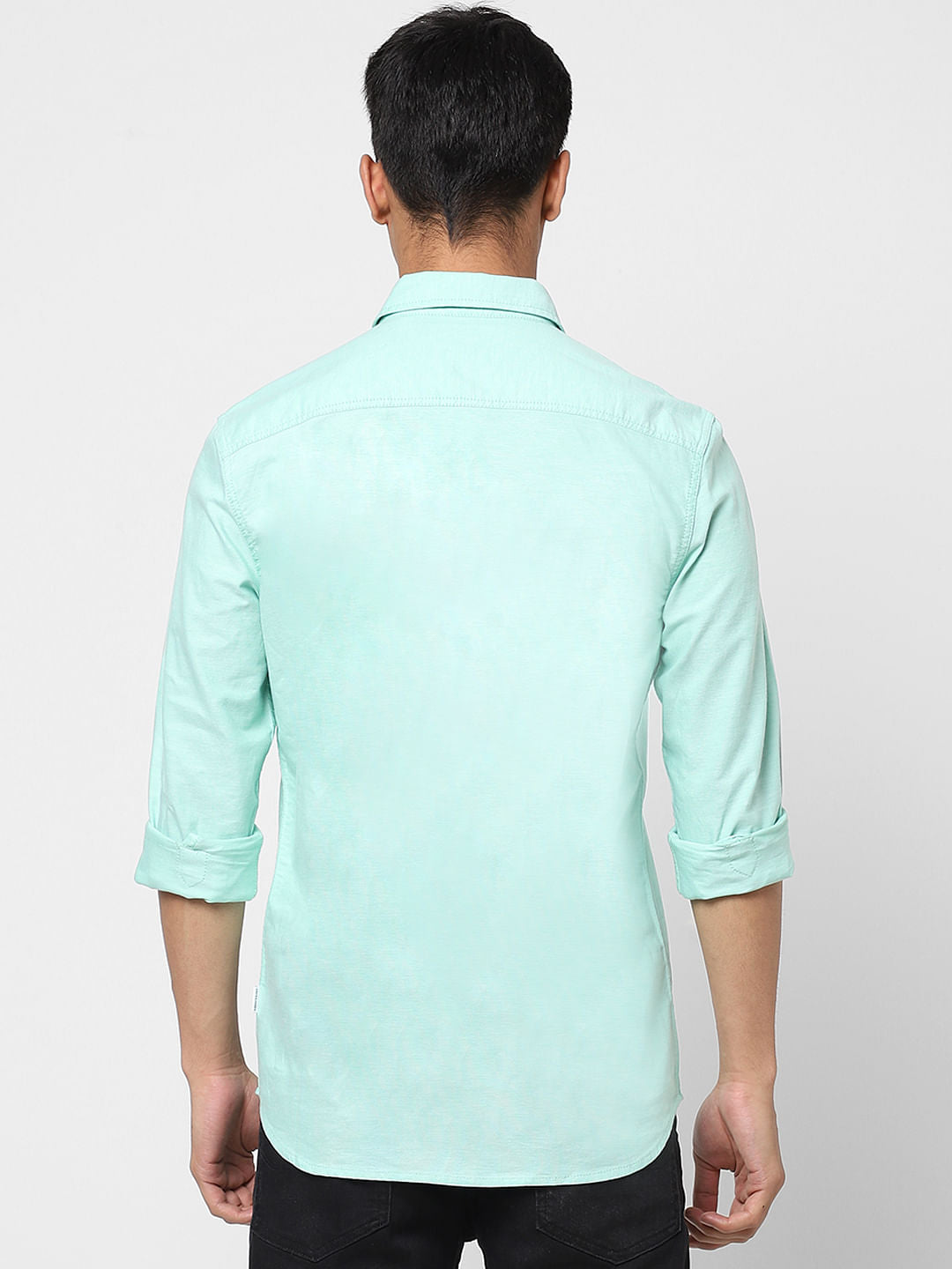 Sea Green Logo Print Full Sleeves Shirt