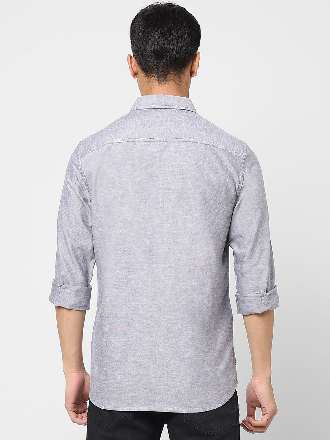 Grey Logo Print Full Sleeves Shirt