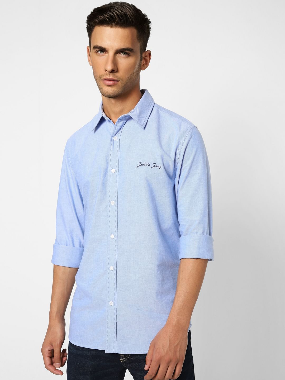 Blue Logo Print Full Sleeves Shirt