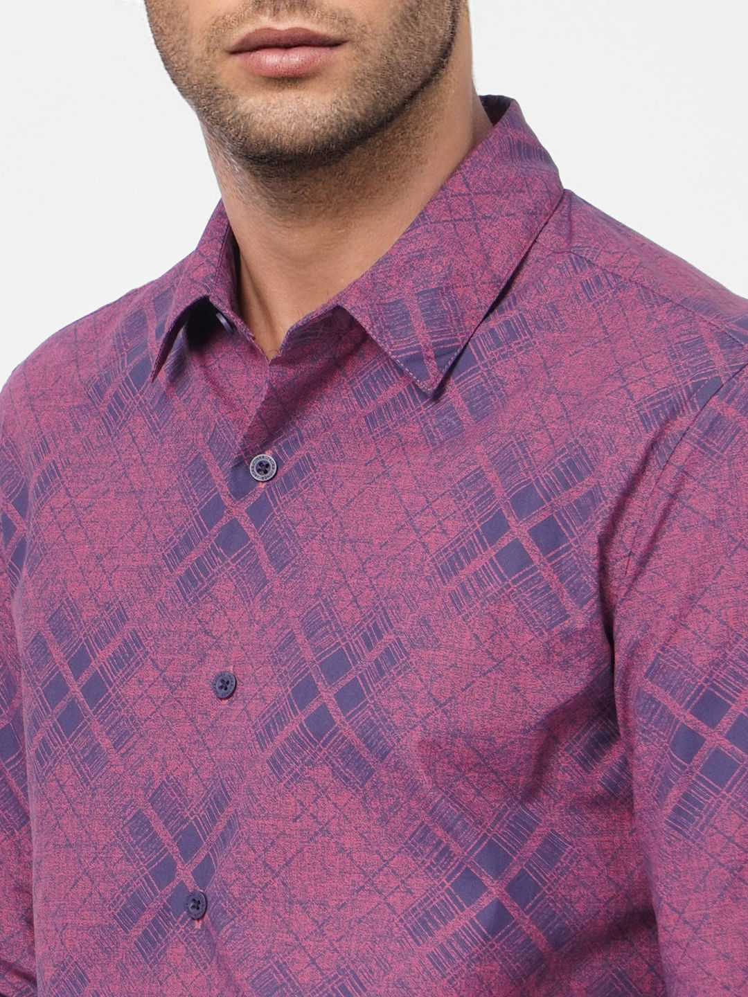 Pink Abstract Print Full Sleeves Shirt