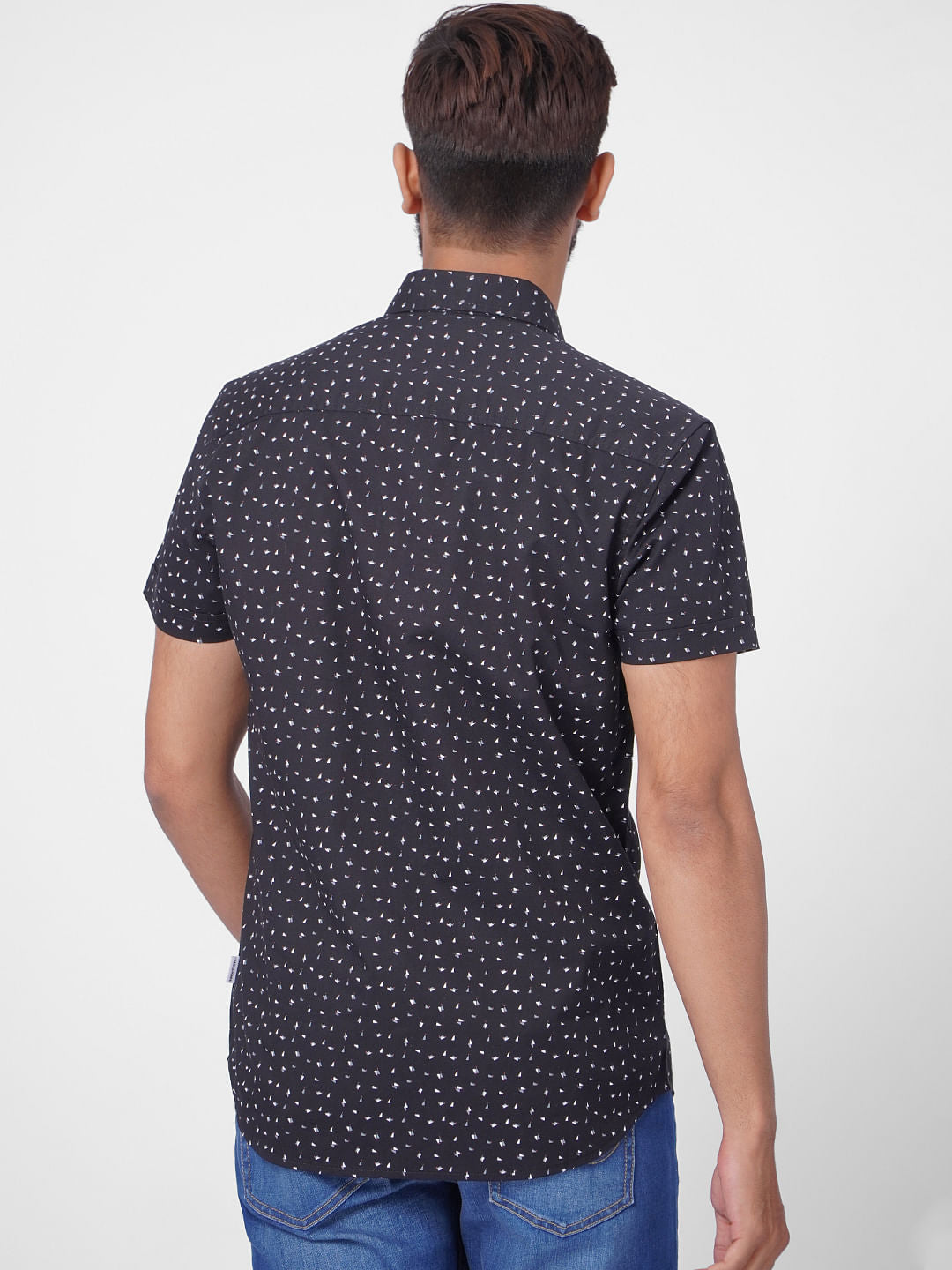 Black Printed Short Sleeves Shirt