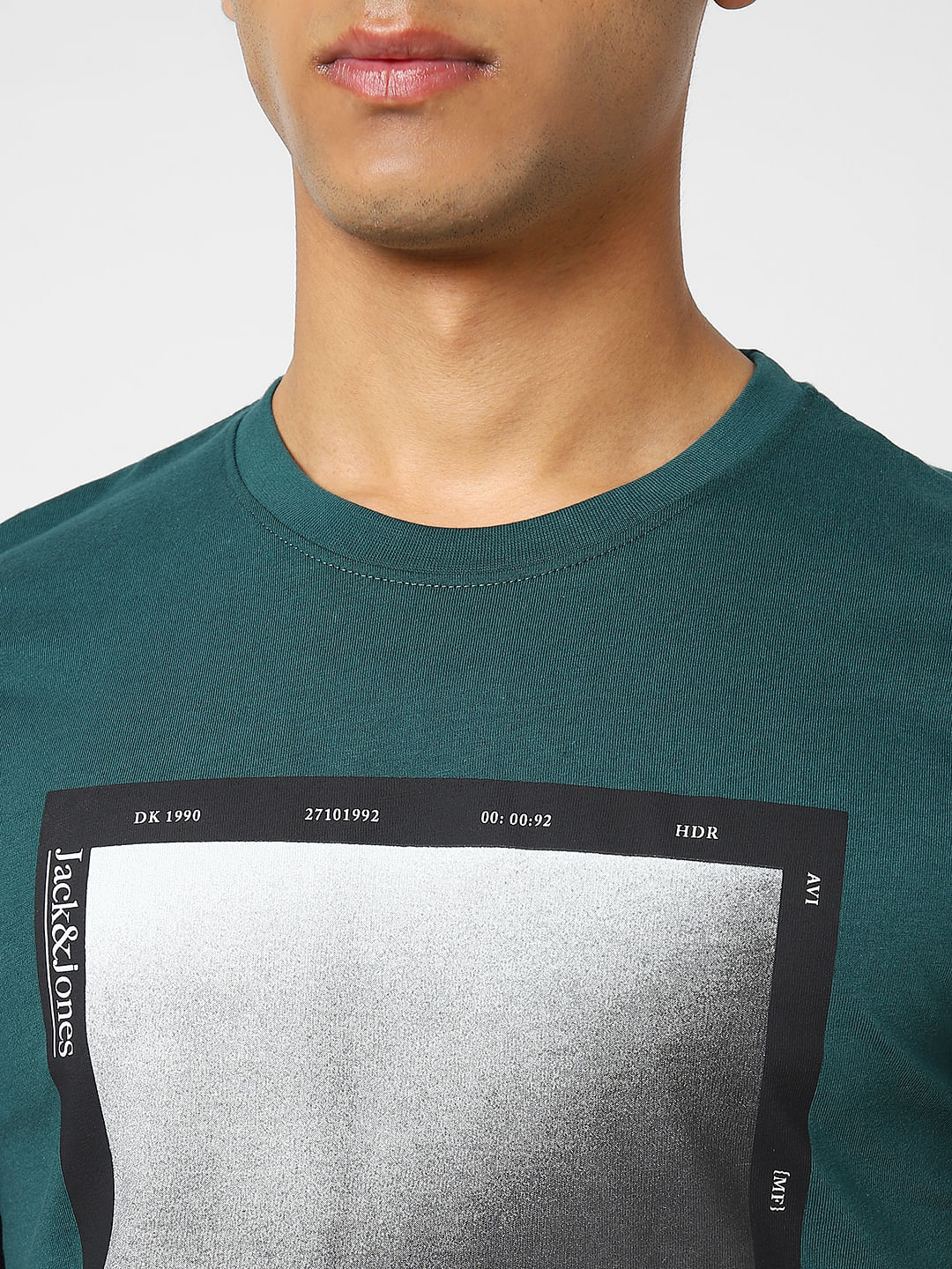 Dark Green Graphic Print Crew Neck T-shirt