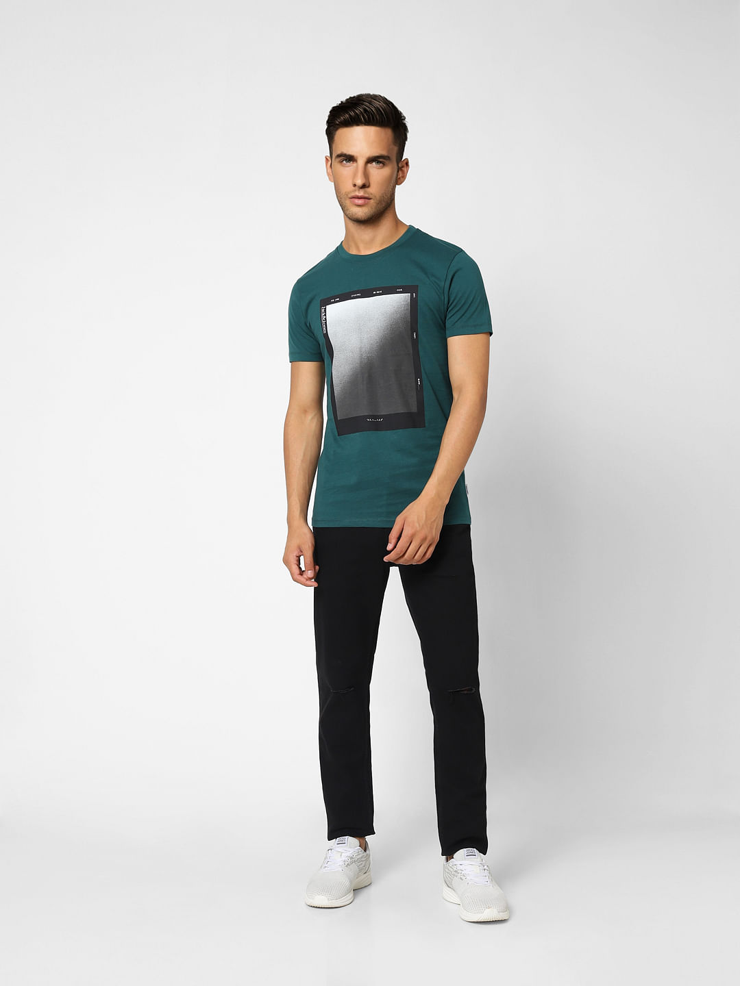 Dark Green Graphic Print Crew Neck T-shirt
