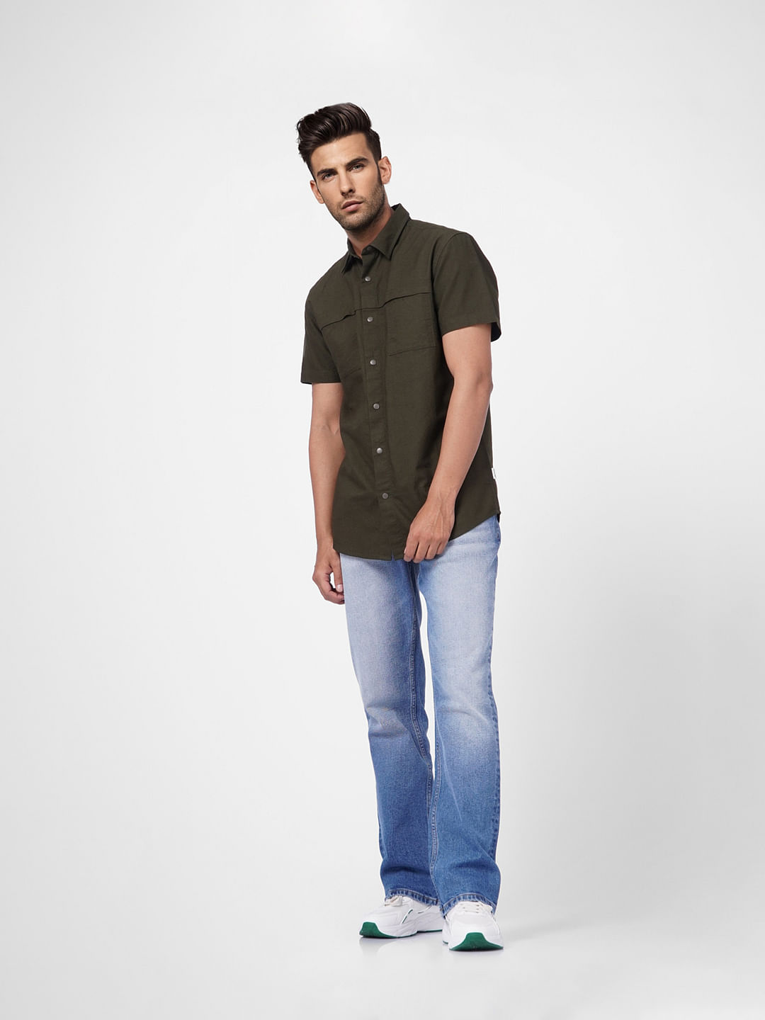Olive Green Short Sleeves Shirt