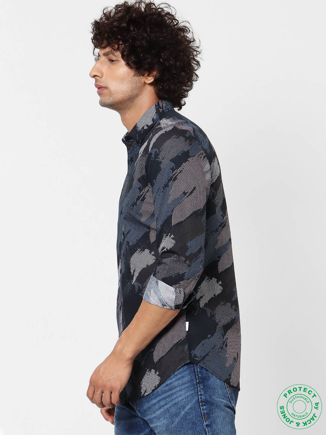 Blue Abstract Print Full Sleeves Shirt