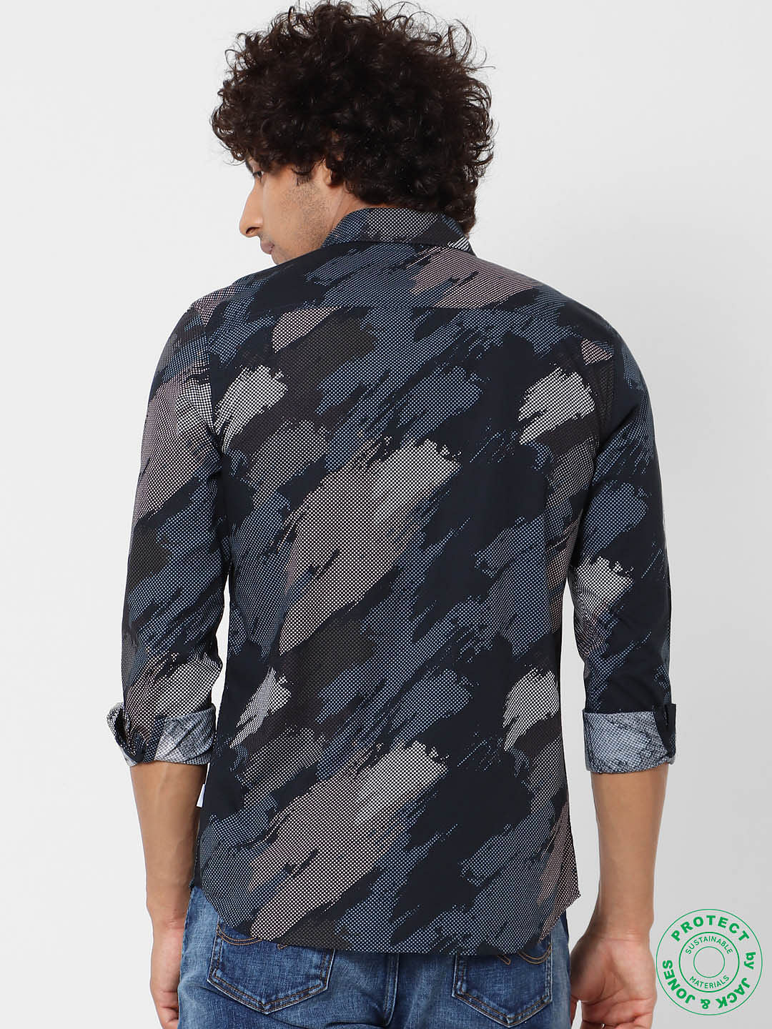 Blue Abstract Print Full Sleeves Shirt