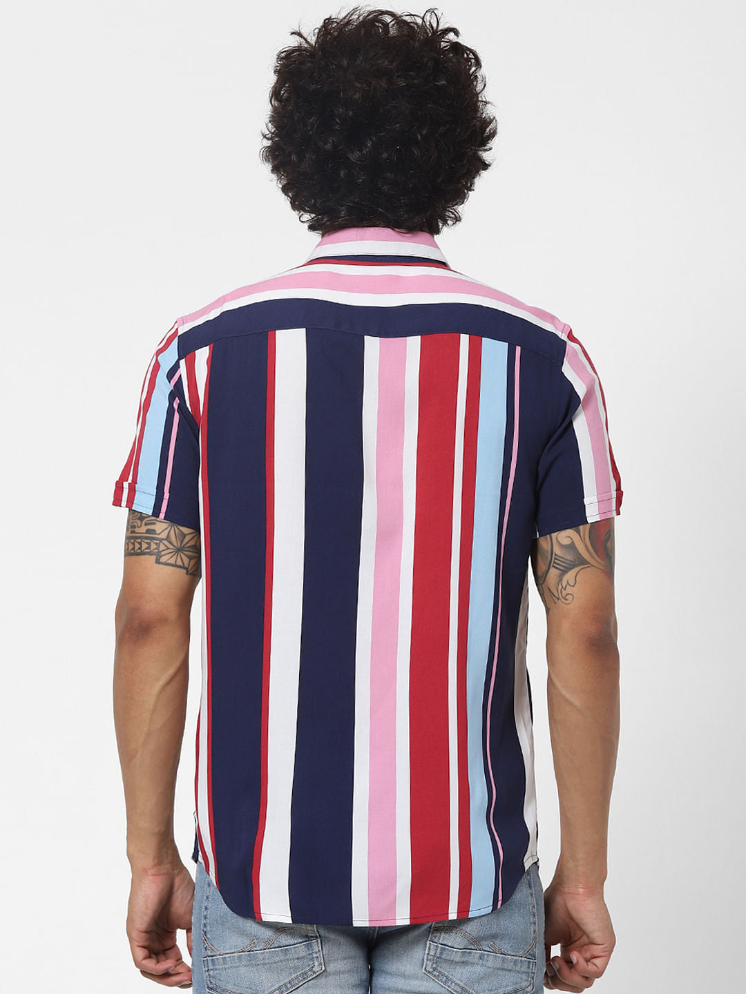 Red Striped Short Sleeves Shirt