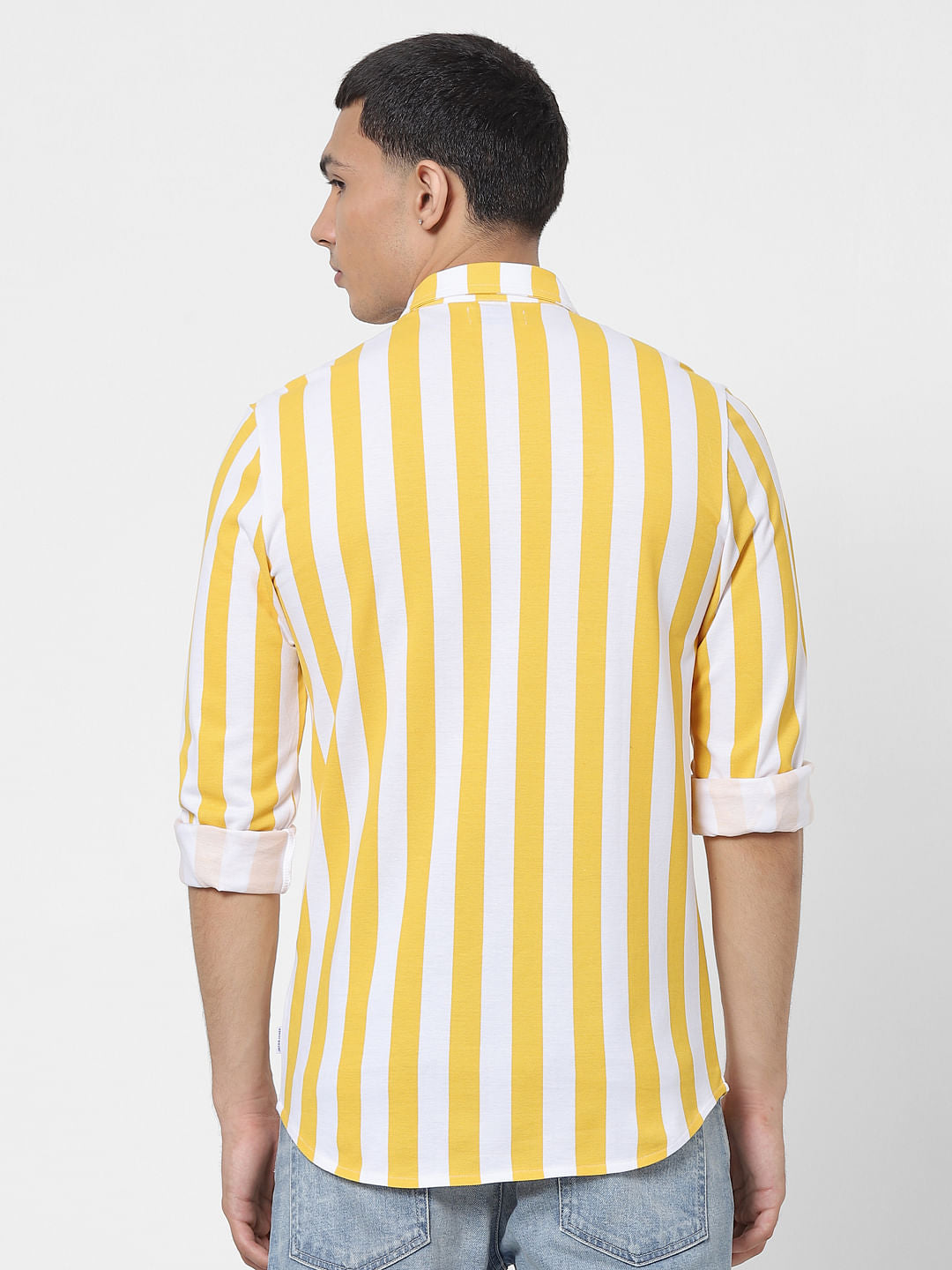 Yellow Striped Full Sleeves Shirt
