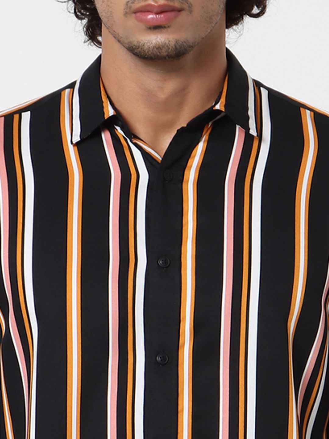 Black Full Sleeves Striped Shirt