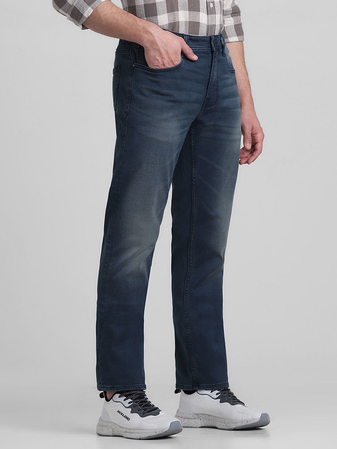Dark Blue Mid Rise Clark Regular Fit Jeans