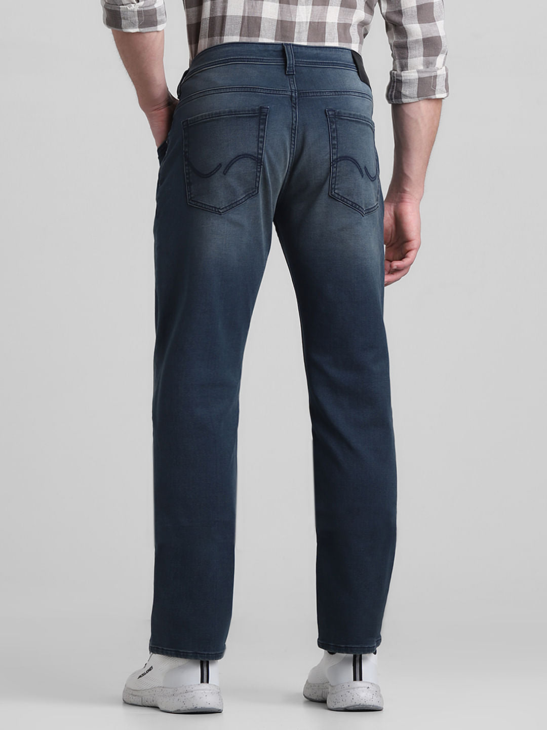 Dark Blue Mid Rise Clark Regular Fit Jeans
