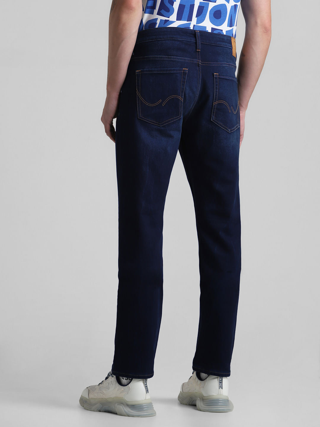 Dark Blue Mid Rise Clark Regular Fit Jeans
