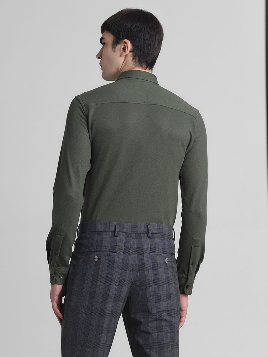 Green Slim Fit Full Sleeves Shirt