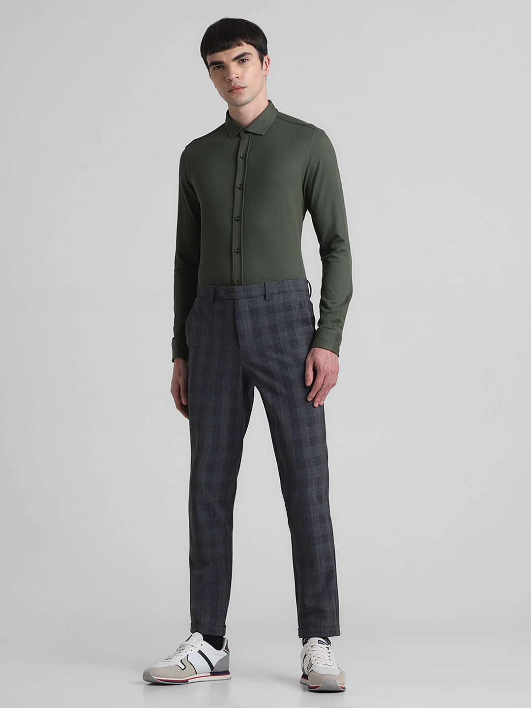 Green Slim Fit Full Sleeves Shirt