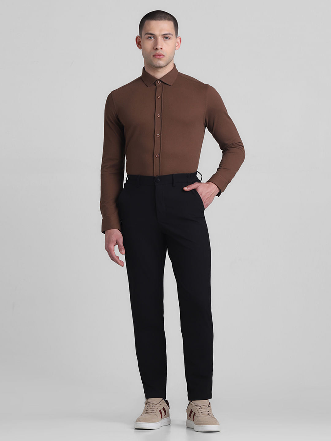 Brown Slim Fit Full Sleeves Shirt