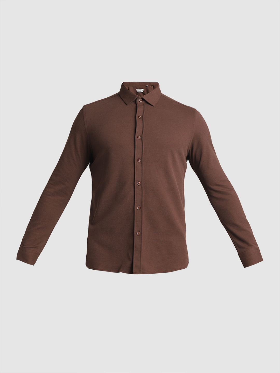 Brown Slim Fit Full Sleeves Shirt