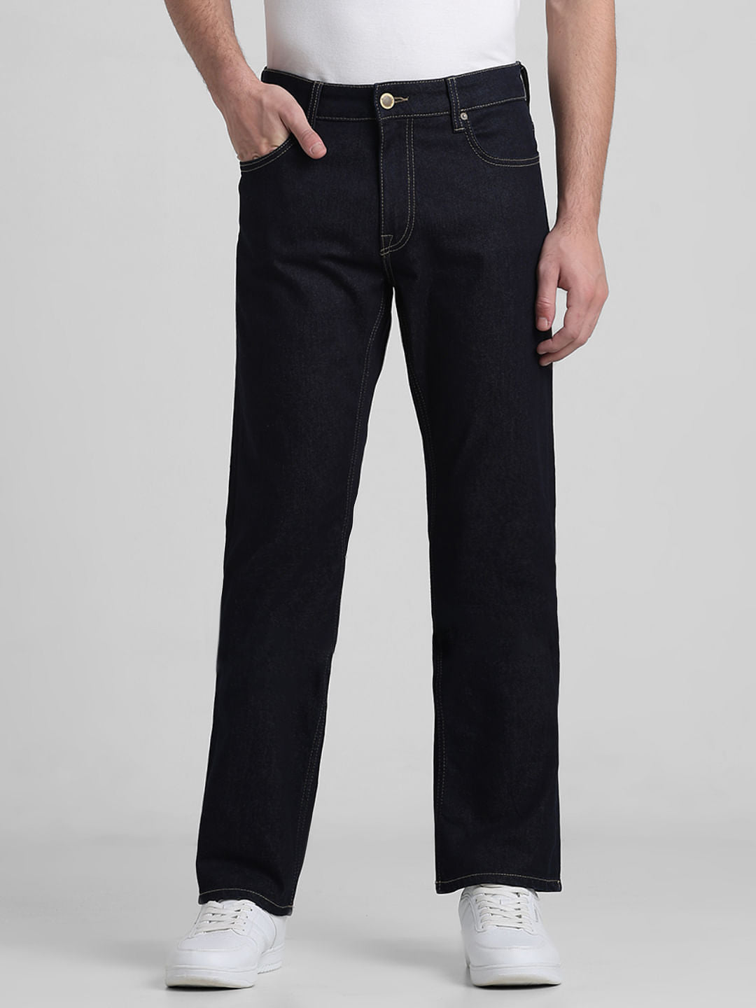 Dark Blue Mid Rise Clark Regular Fit Jeans