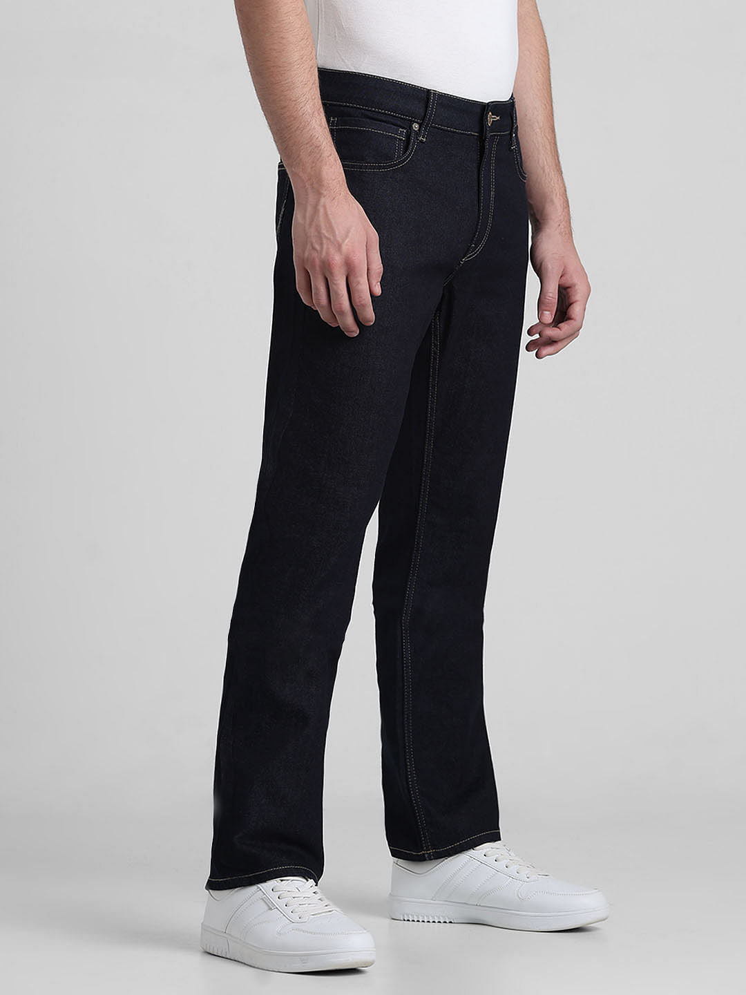 Dark Blue Mid Rise Clark Regular Fit Jeans