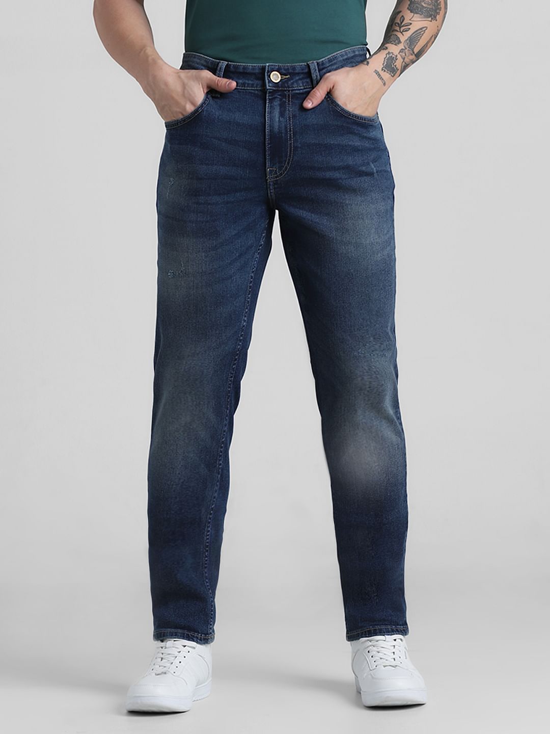 Dark Blue Low Rise Washed Ben Skinny Jeans