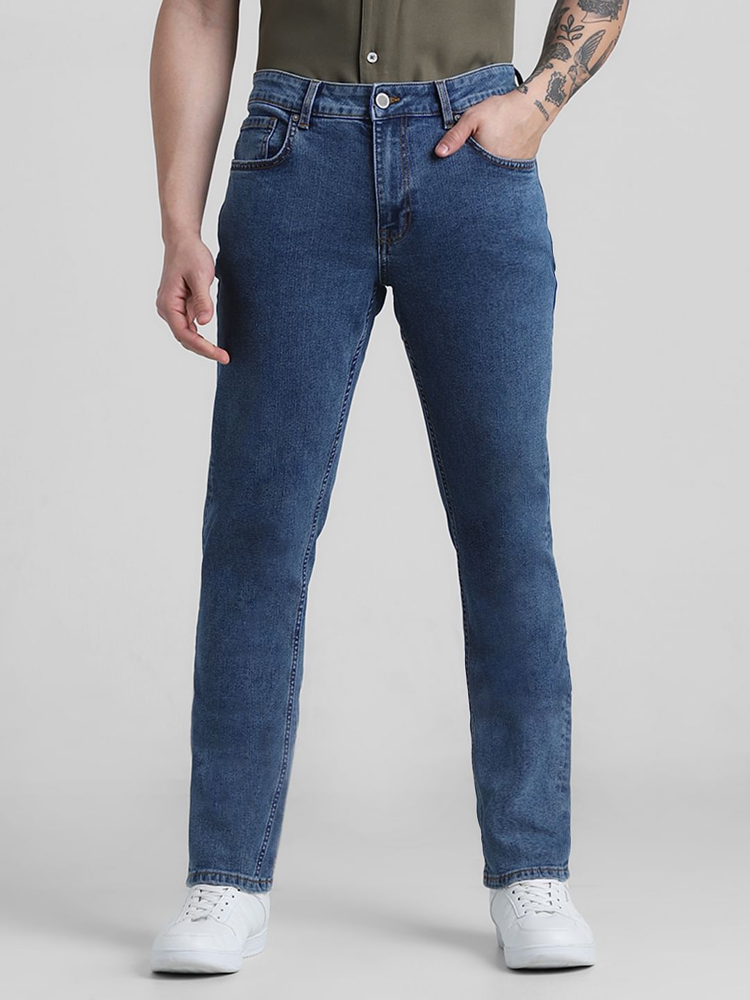 Blue Low Rise Washed Ben Skinny Jeans