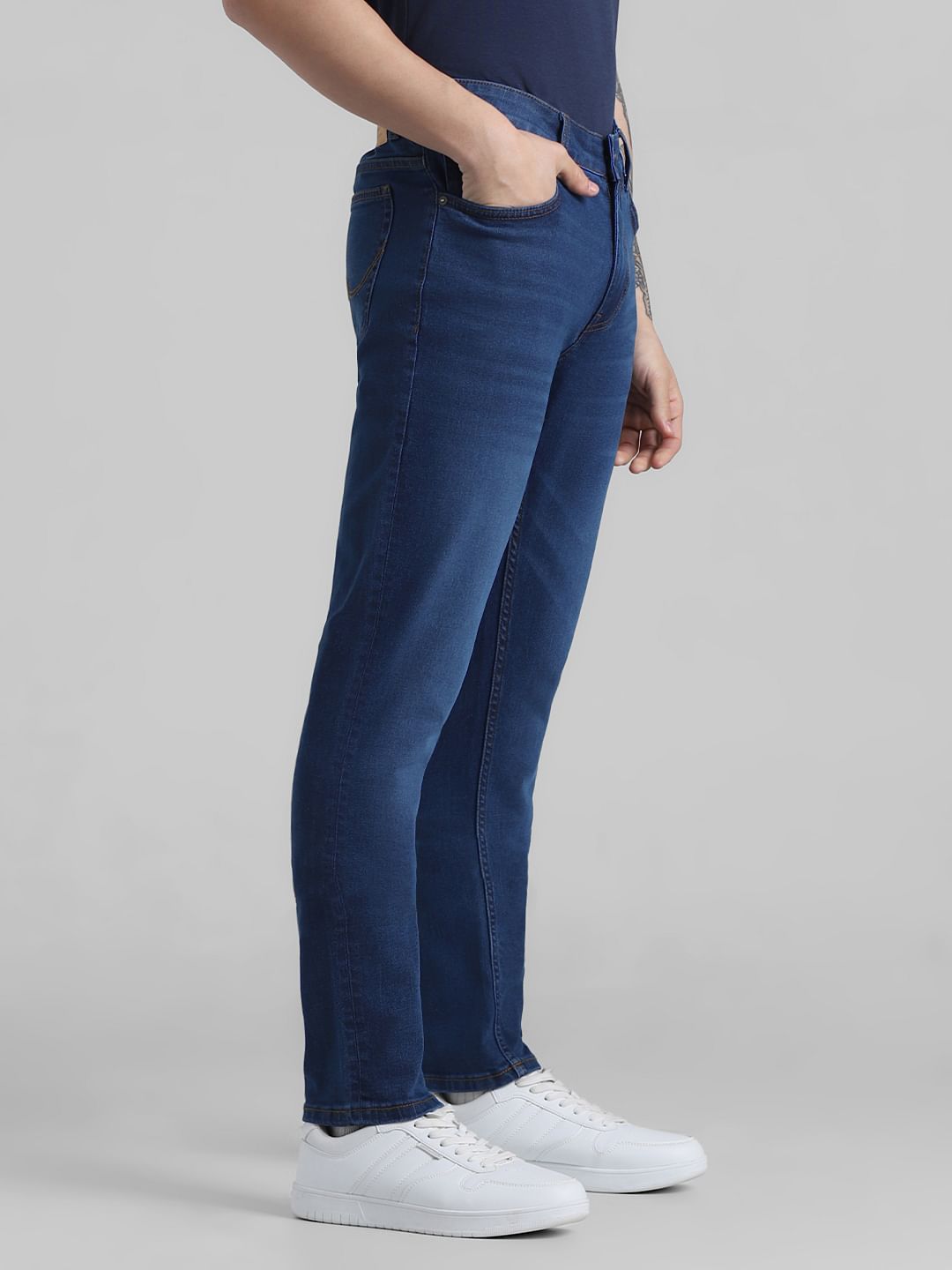 Dark Blue Low Rise Washed Ben Skinny Jeans