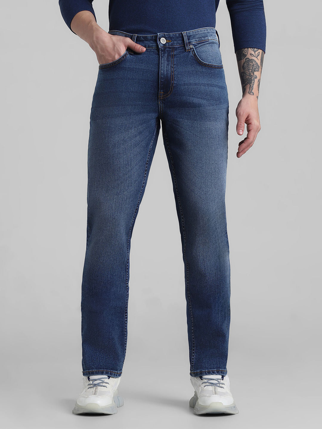 Blue Low Rise Washed Ben Skinny Jeans